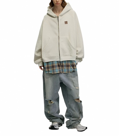 HS10006 Oversized Hoodie/ Plaid Fusion
