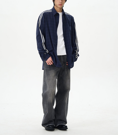JS10078 Oversized Plaid Stripes Shirts