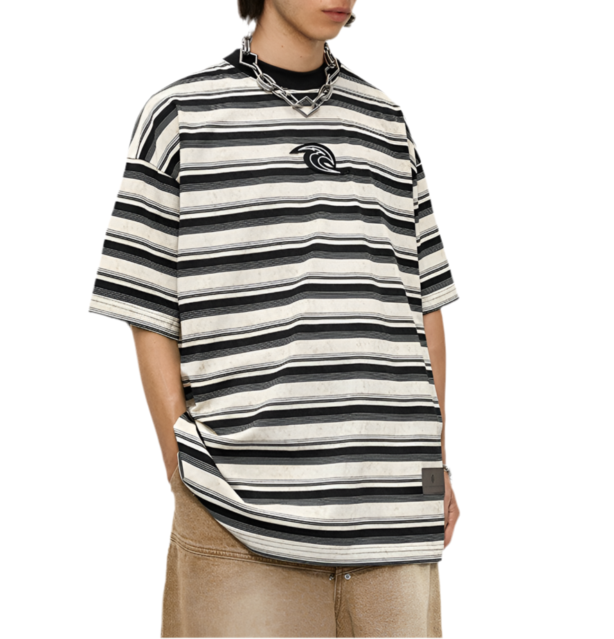 TLS105 Oversize tee/ Vintage Stripes