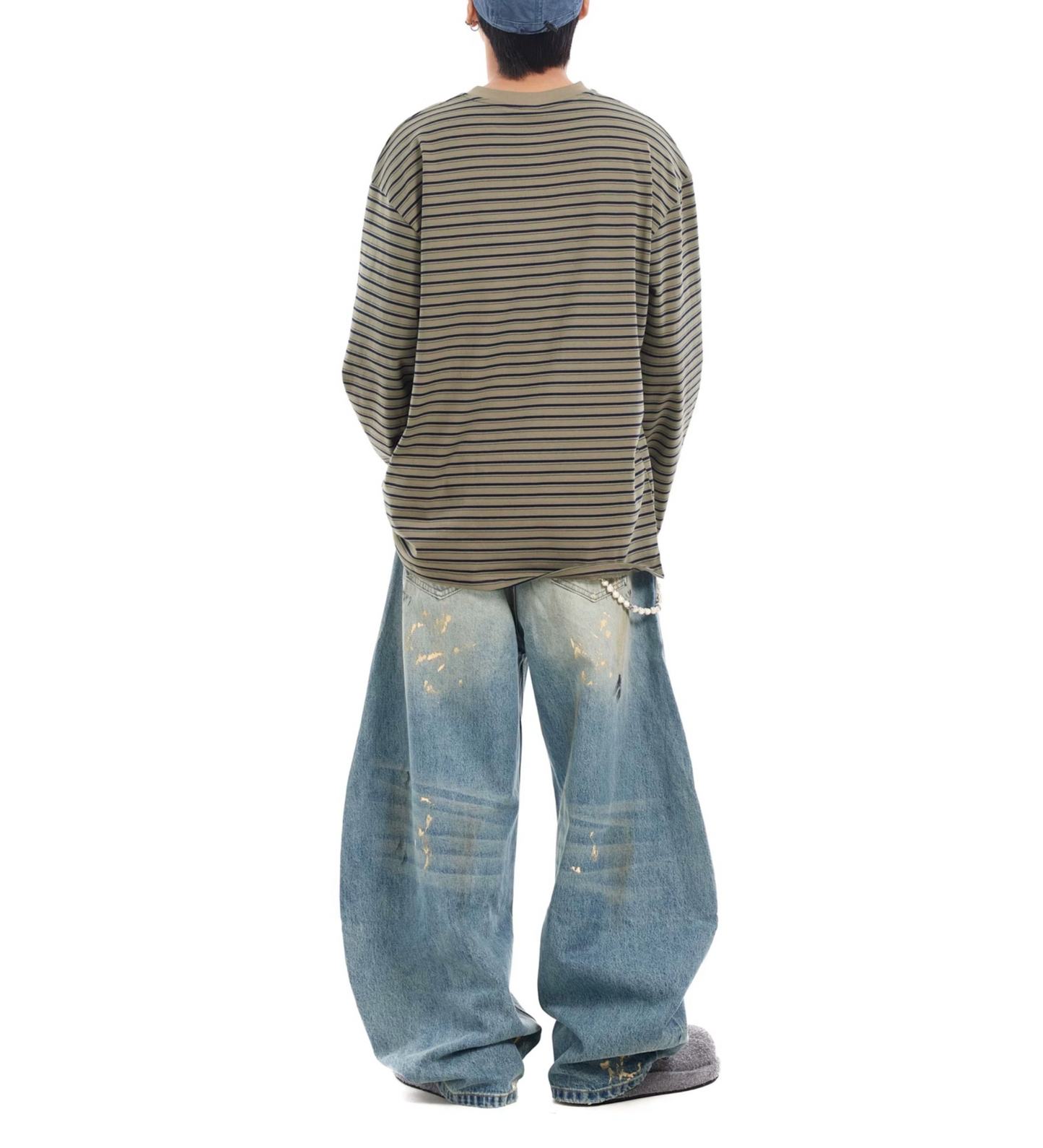 TJ10135 Baggy Retro Dirty Ink Splashed Jeans