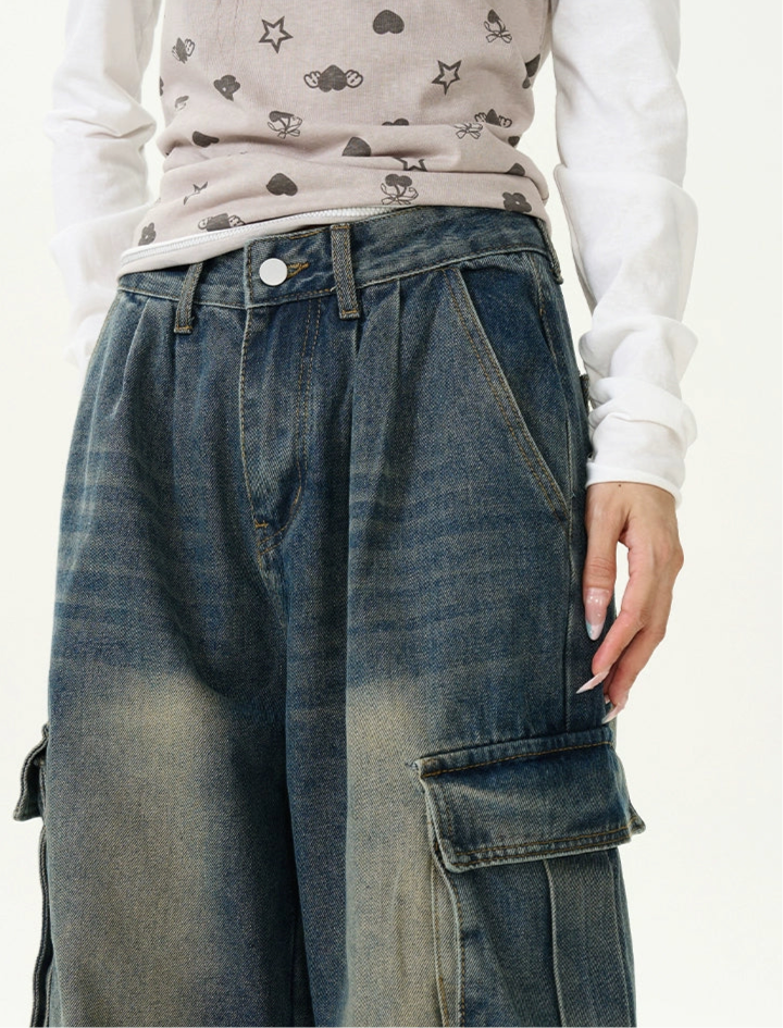 TJ10049 Baggy Cargo Jeans/ Vintage Drift