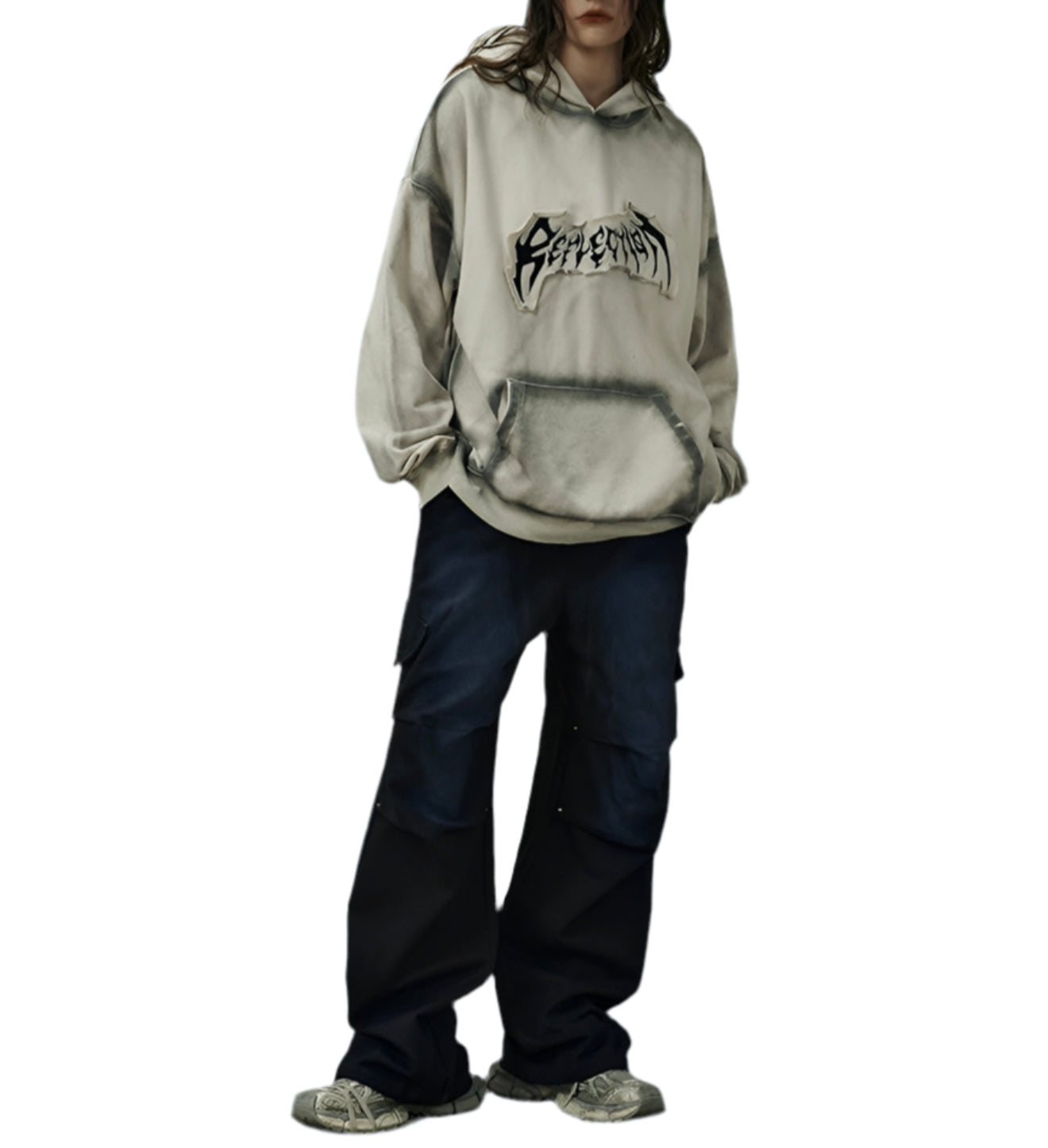 HS10022 Oversized hoodie/ Grunge Reflection