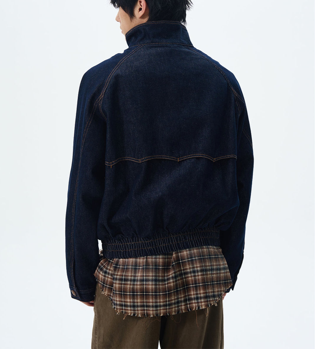 JS10079 Oversized High Neck Denim Cargo Jacket
