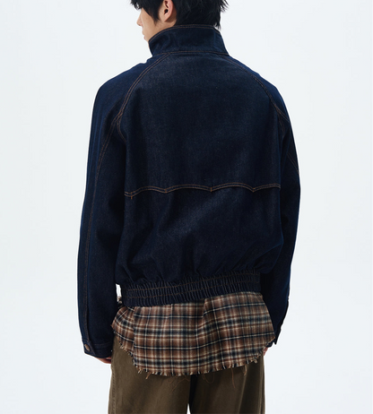 JS10079 Oversized High Neck Denim Cargo Jacket