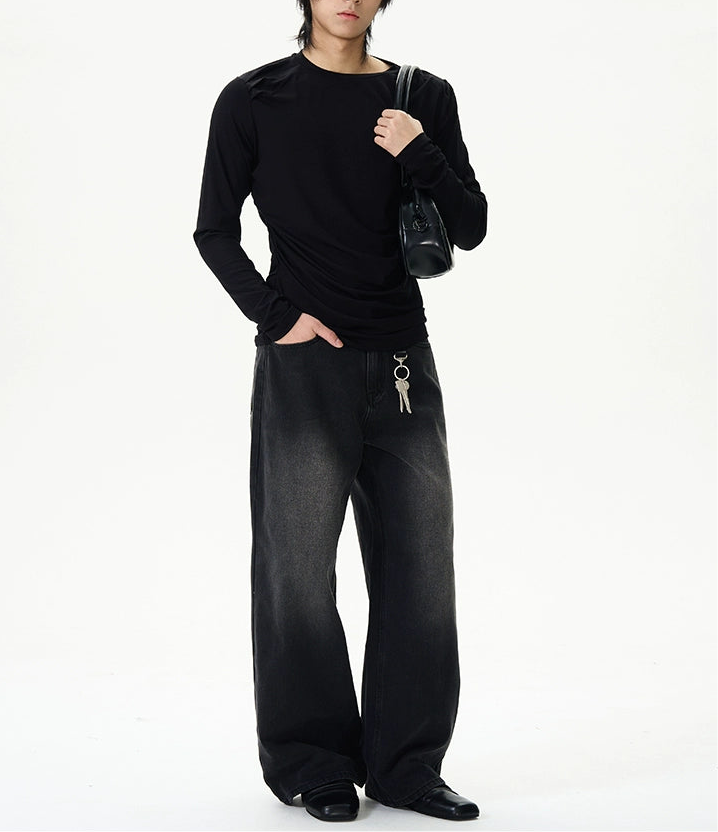TJ10048 Baggy Jeans/ Classic Black Washed