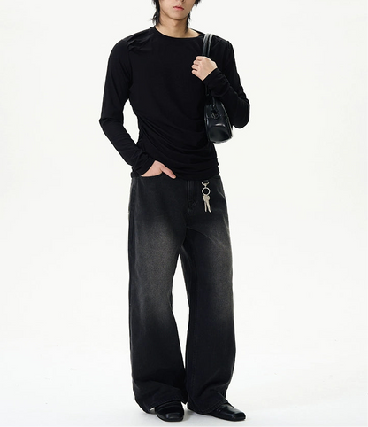 TJ10048 Baggy Jeans/ Classic Black Washed