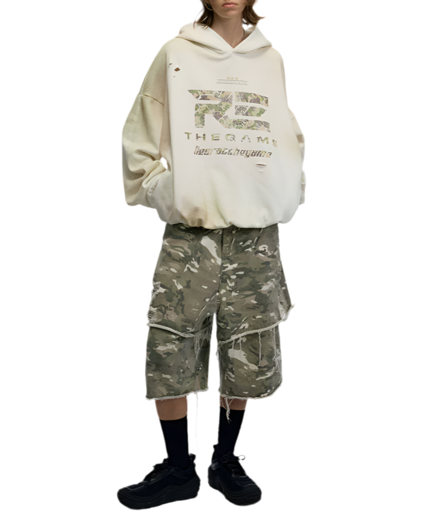 HS10001 Oversized hoodie/ Rust Wash Camo Game