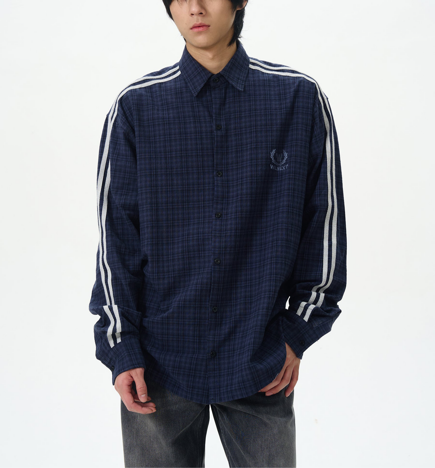 JS10078 Oversized Plaid Stripes Shirts