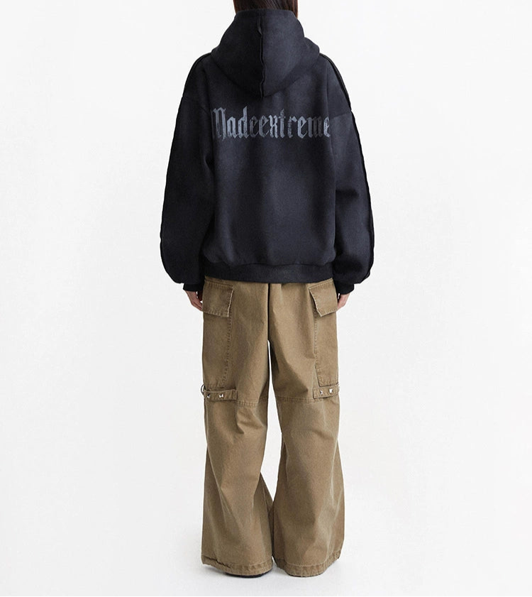 HS10029 Oversized hoodie/ Dirty Embroidered Badge