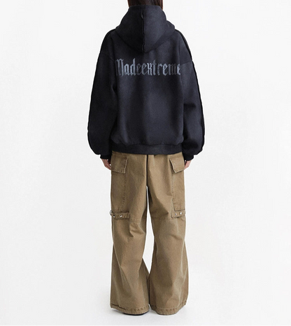 HS10029 Oversized hoodie/ Dirty Embroidered Badge