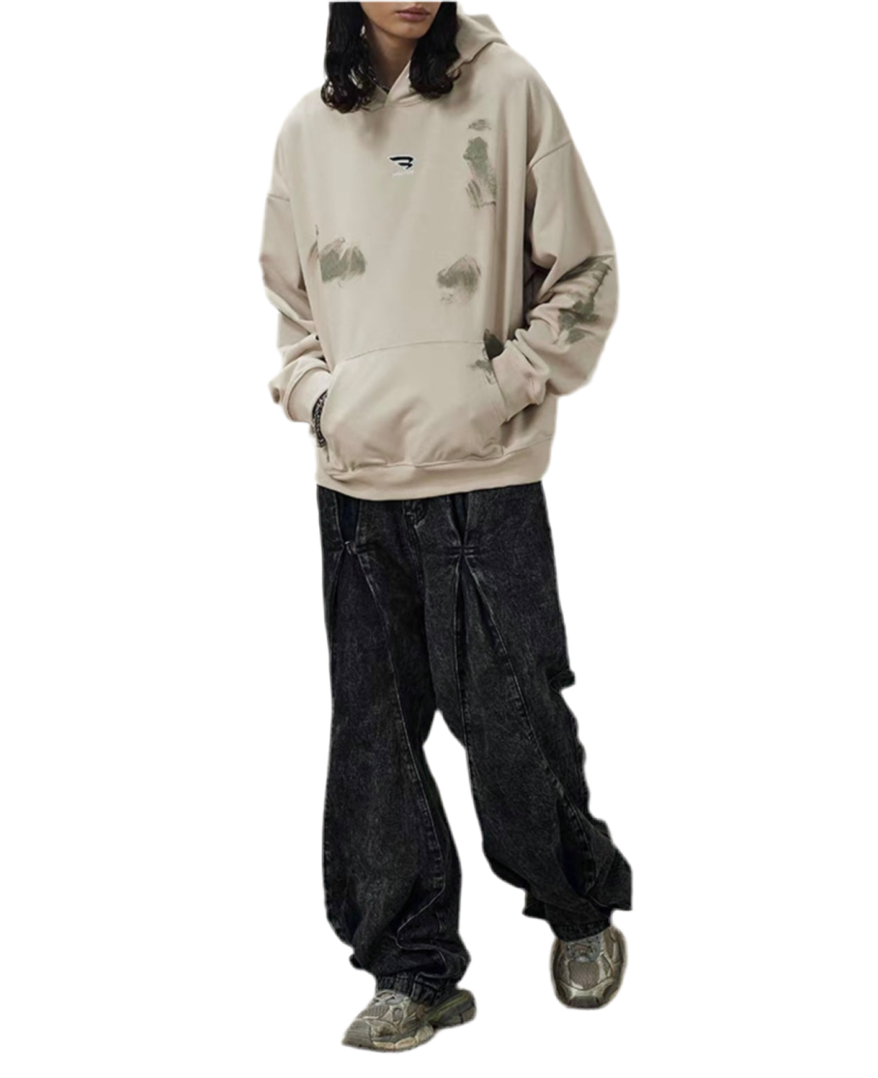 HS10012 Oversized hoodie/ Obsidian Streak