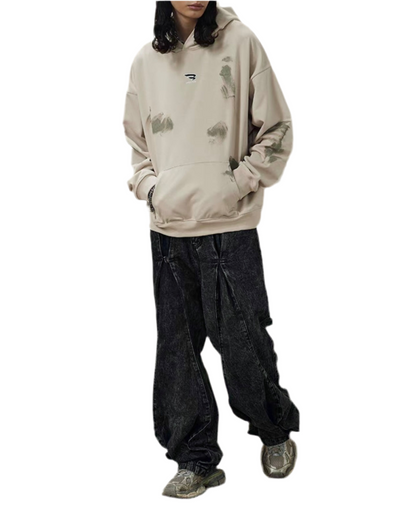HS10012 Oversized hoodie/ Obsidian Streak