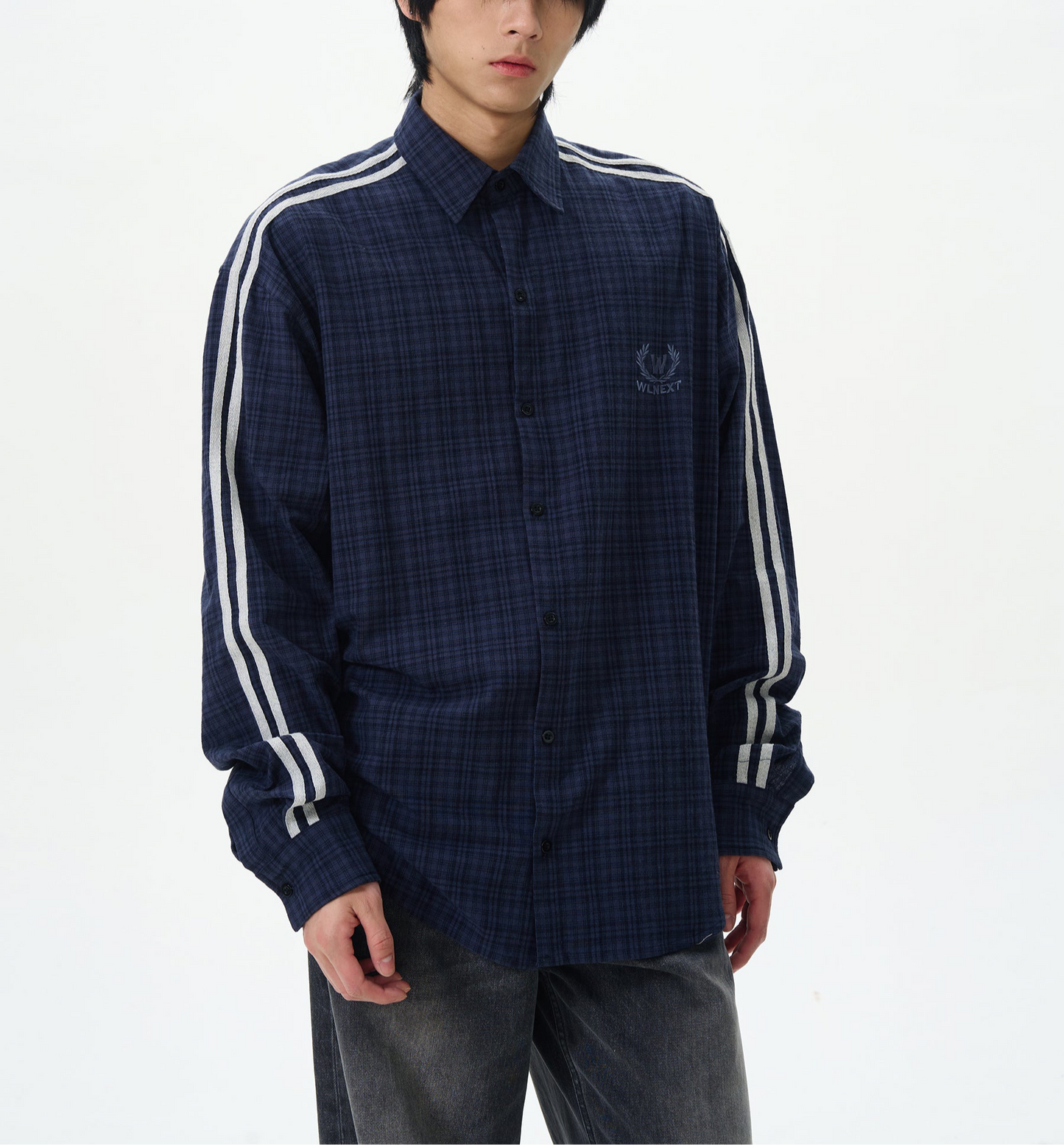 JS10078 Oversized Plaid Stripes Shirts