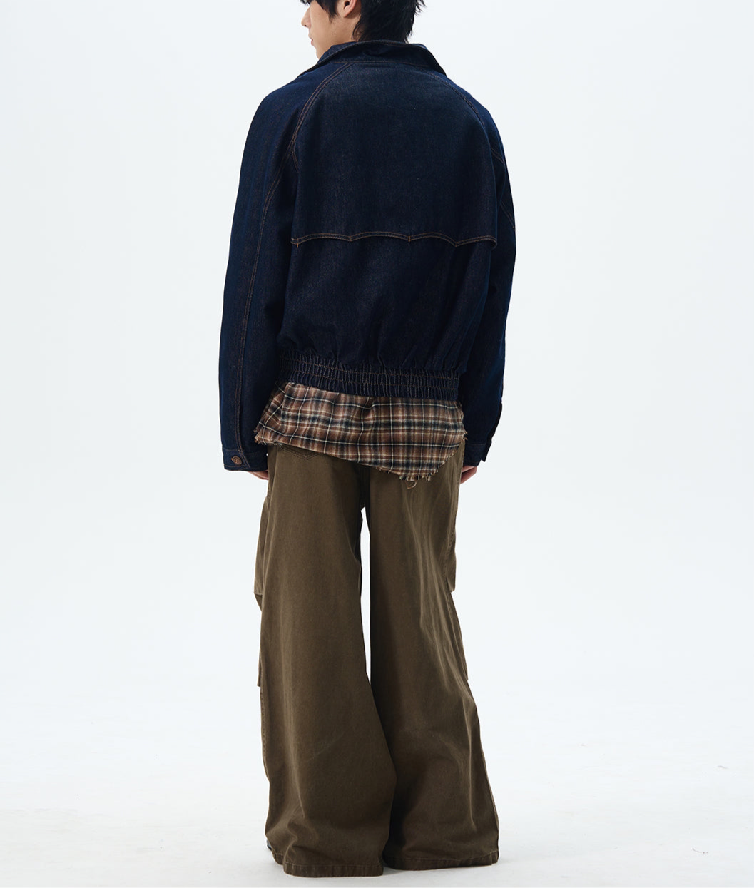 JS10079 Oversized High Neck Denim Cargo Jacket