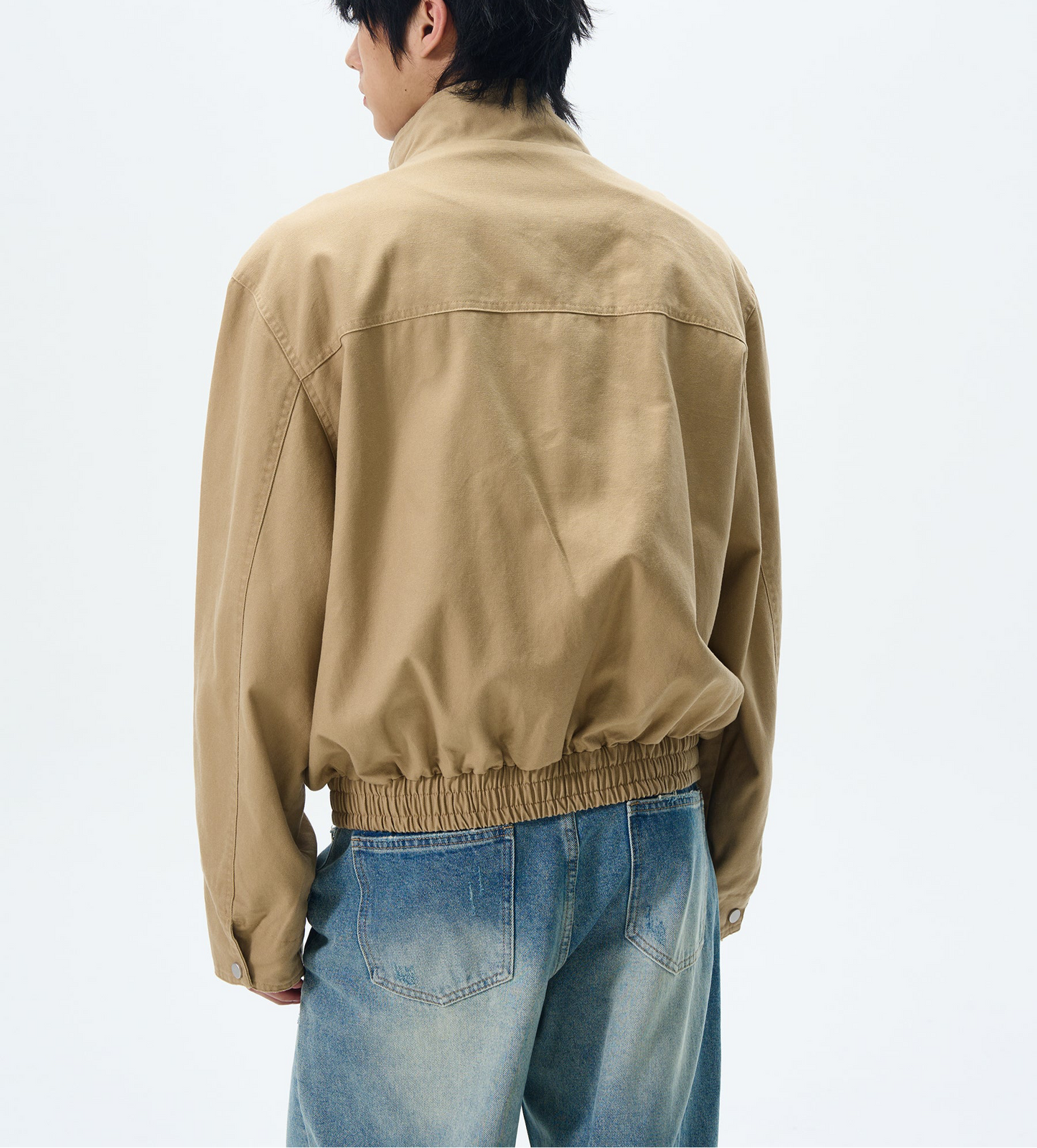 JS10077 Boxy Stand Collar Cropped Cargo Jacket