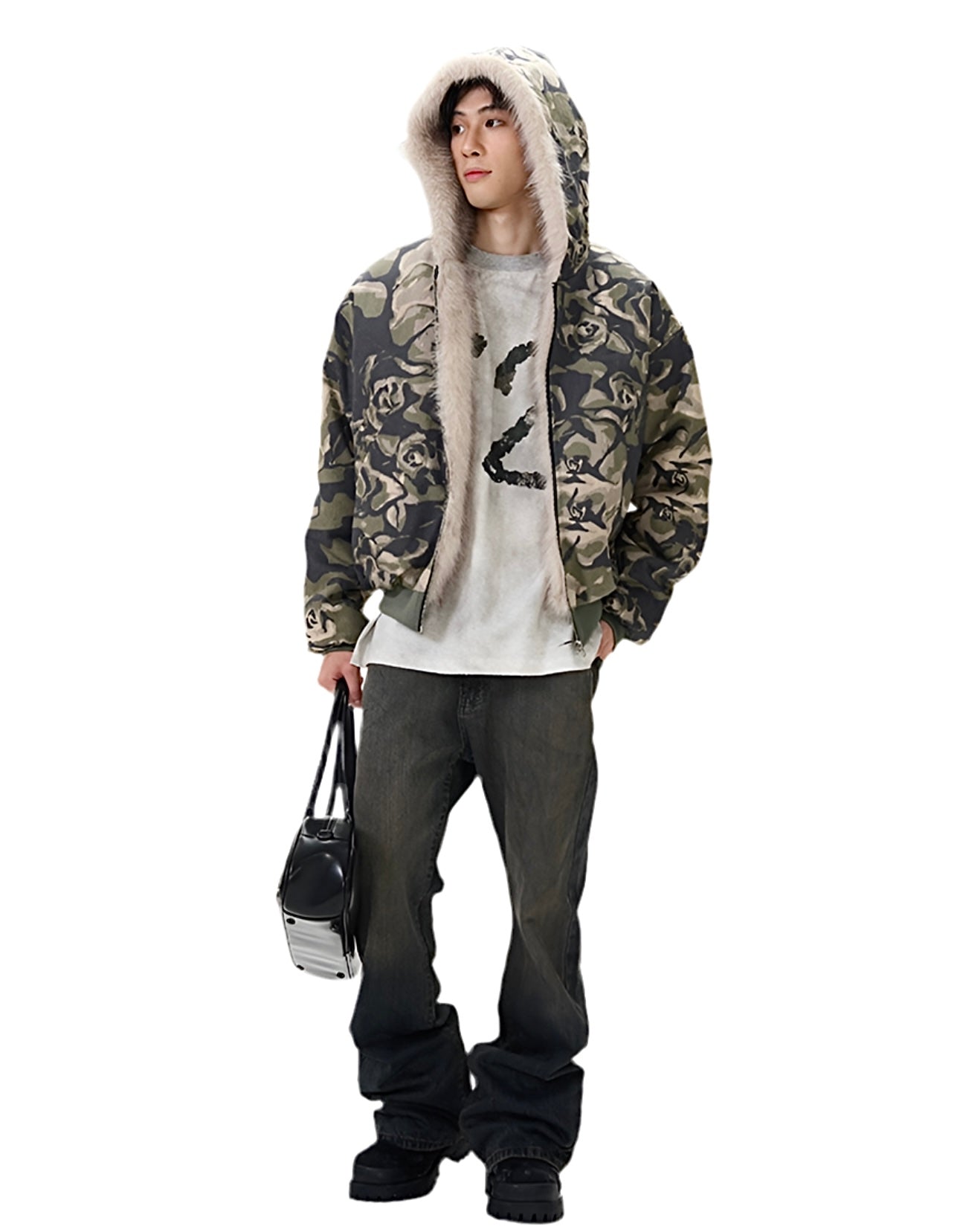 HS10016 Oversized Hoodie/ Rose Camo