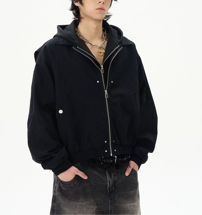 JS10063 Oversized Two-layer Design Cargo Jacket Hoodie