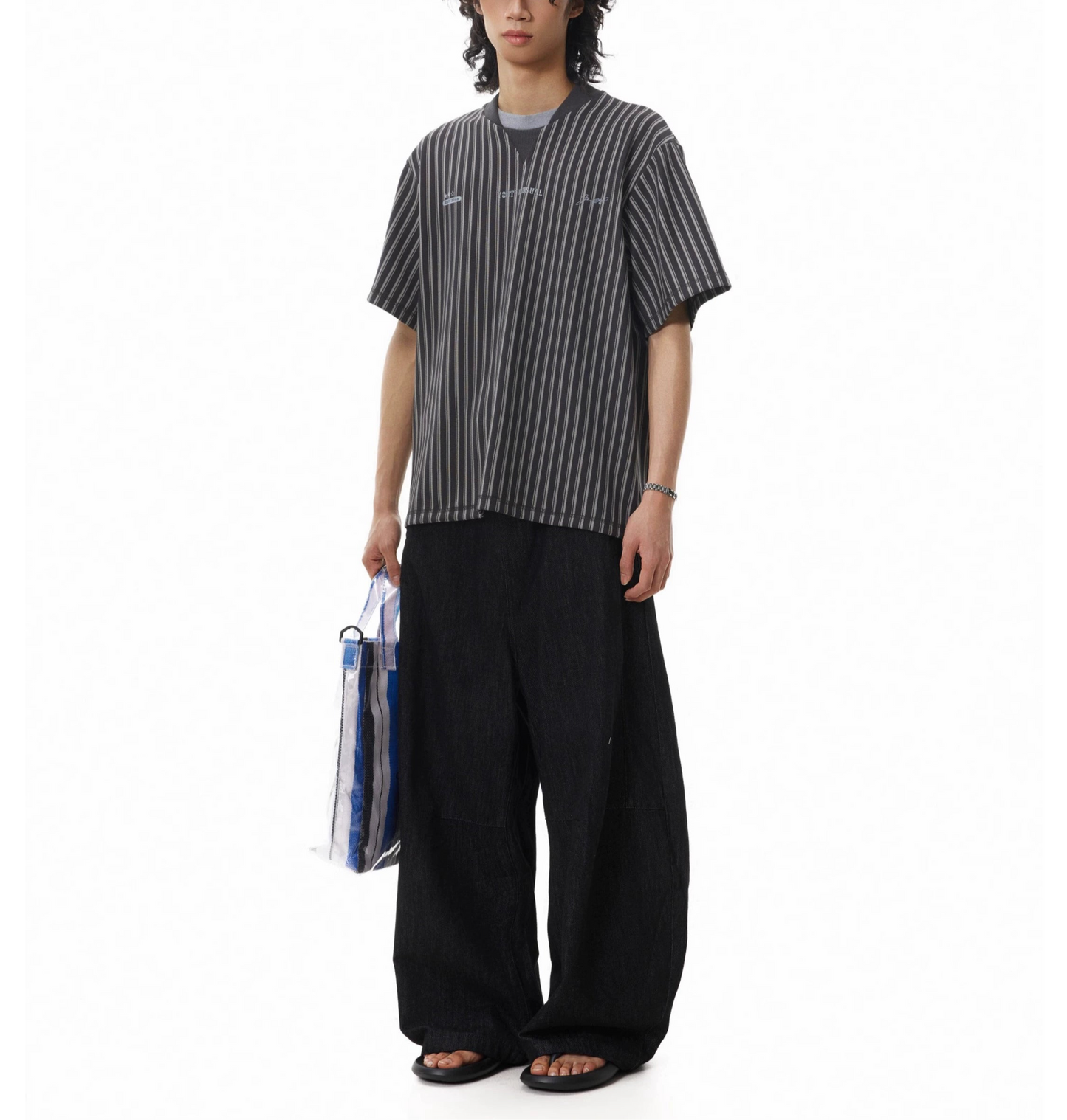 TJ10147 Baggy American Retro Pleated Jeans