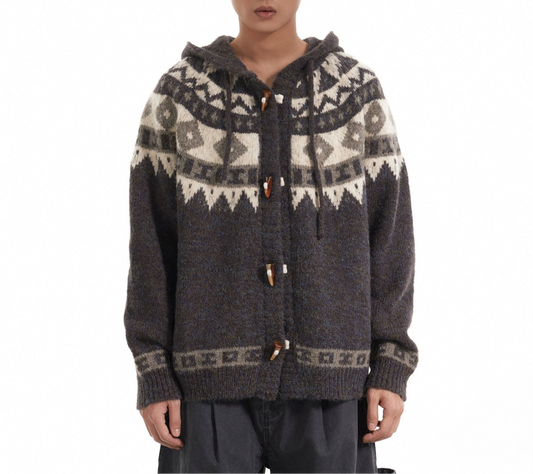 HS10041 Loose Cardigan Hoodie/ Nordic Heritage Knit