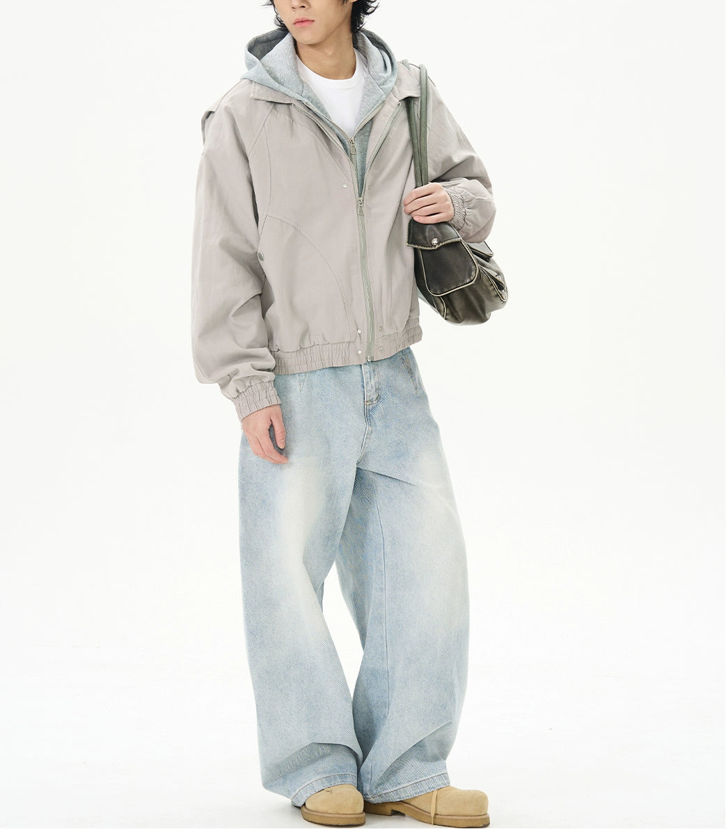 JS10063 Oversized Two-layer Design Cargo Jacket Hoodie