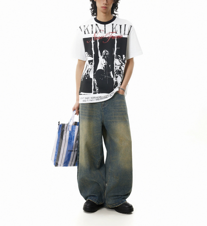 TJ10149 Baggy Retro Yellow Washed Jeans