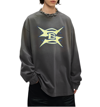 TLS115 Oversized Long sleeve tee/ Electric Eclipse