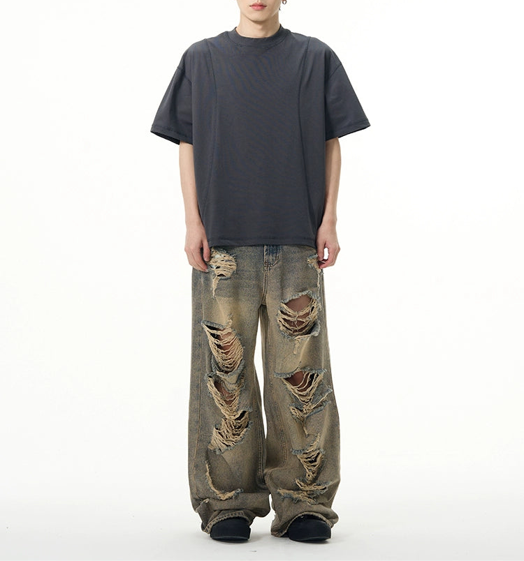 TJ10035 Baggy Jeans/ Retro Ripped Edge