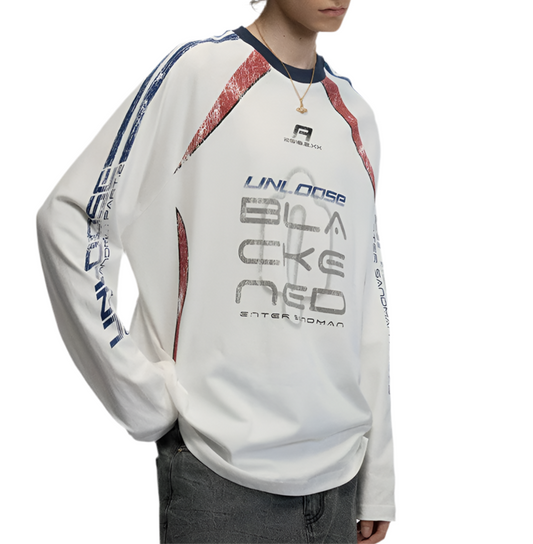 TLS107 Oversized long sleeve tee/ Velocity Grid