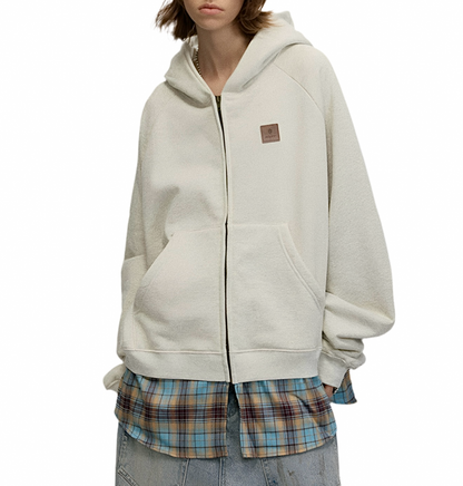 HS10006 Oversized Hoodie/ Plaid Fusion
