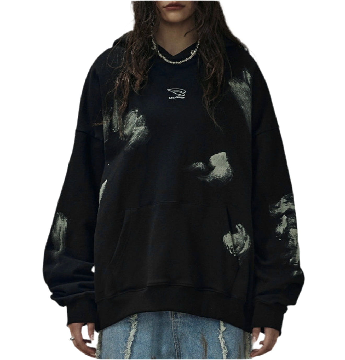HS10012 Oversized hoodie/ Obsidian Streak