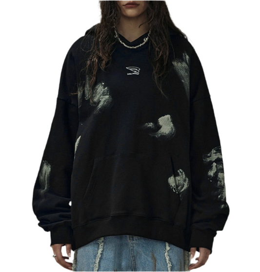 HS10012 Oversized hoodie/ Obsidian Streak