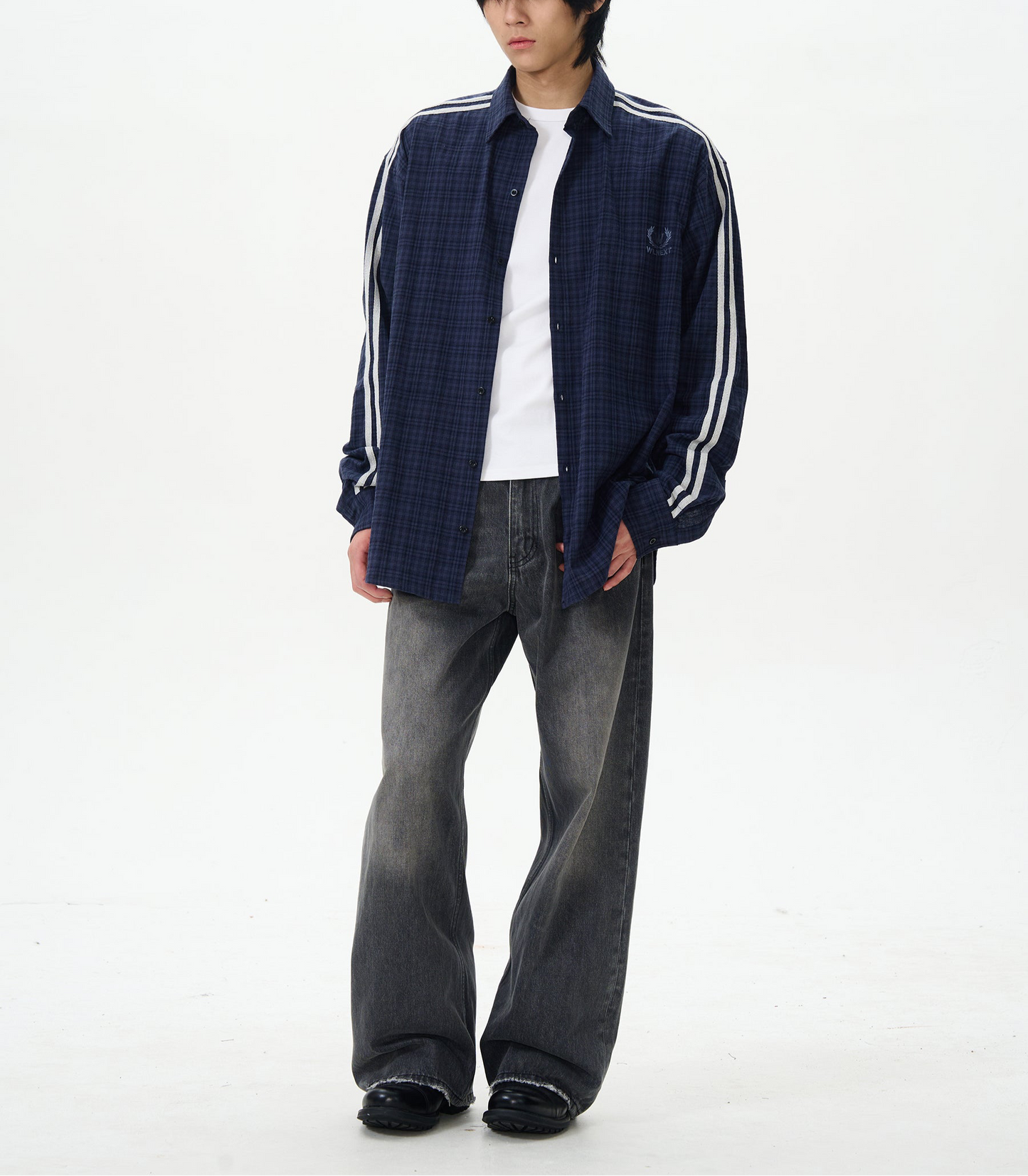 JS10078 Oversized Plaid Stripes Shirts