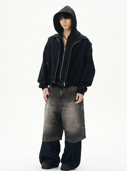 JS10063 Oversized Two-layer Design Cargo Jacket Hoodie