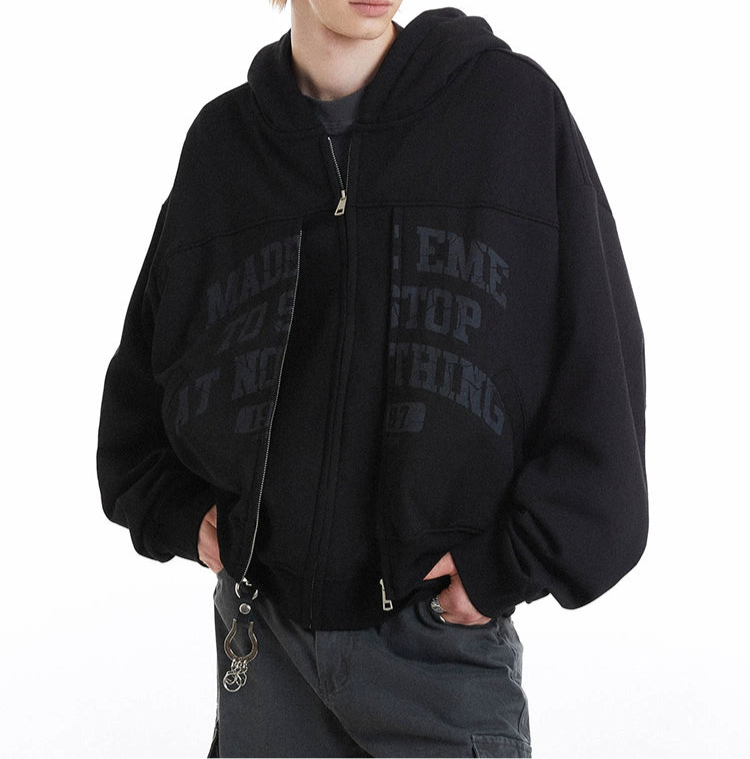 HS10036 Oversized hoodie/ college double zip