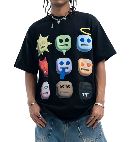 TLS125 Oversized tee/ Cartoon Emoji