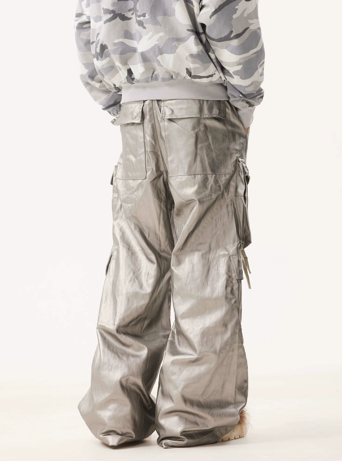 TJ10052 Baggy Cargo Trousers/ Silver Haze