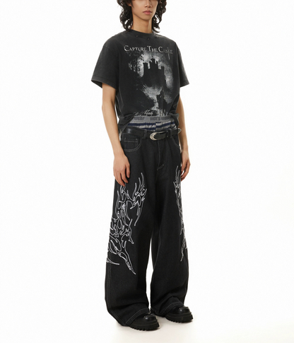 TJ10112 Baggy Frostburn Embroidered Trousers