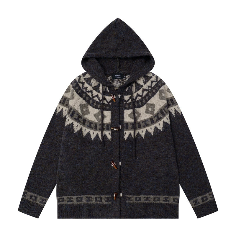 HS10041 Loose Cardigan Hoodie/ Nordic Heritage Knit