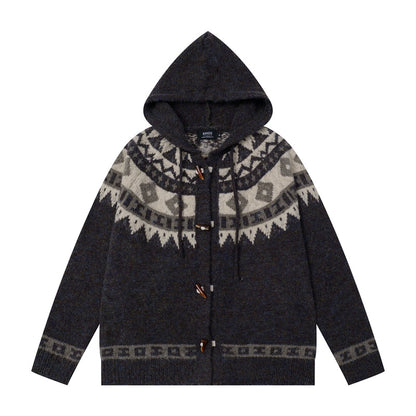 HS10041 Loose Cardigan Hoodie/ Nordic Heritage Knit