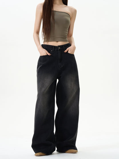 TJ10048 Baggy Jeans/ Classic Black Washed