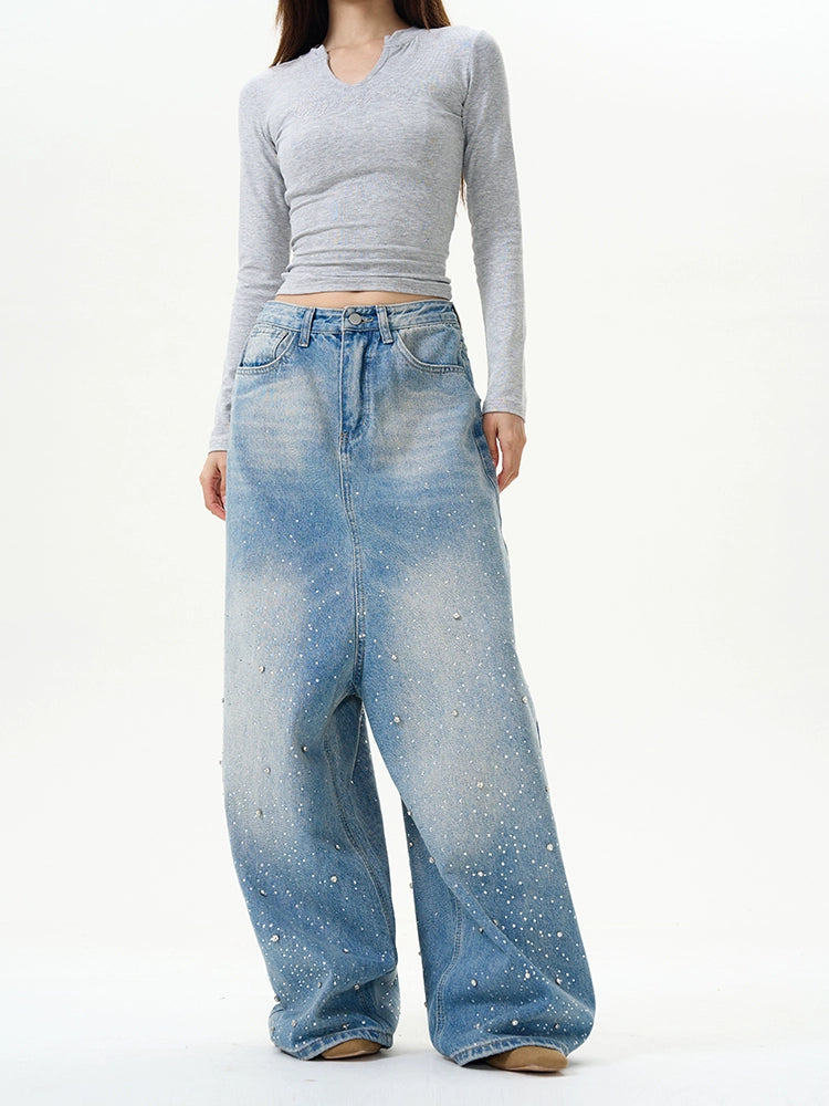 TJ10119 Diamond Wide-Leg Jeans