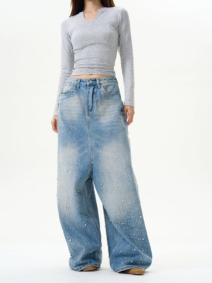 TJ10119 Diamond Wide-Leg Jeans