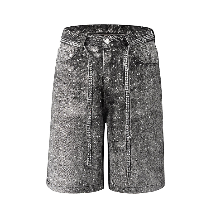TJ10103 Baggy Starry Diamond Jeans Shorts