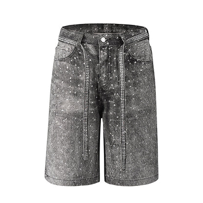 TJ10103 Baggy Starry Diamond Jeans Shorts