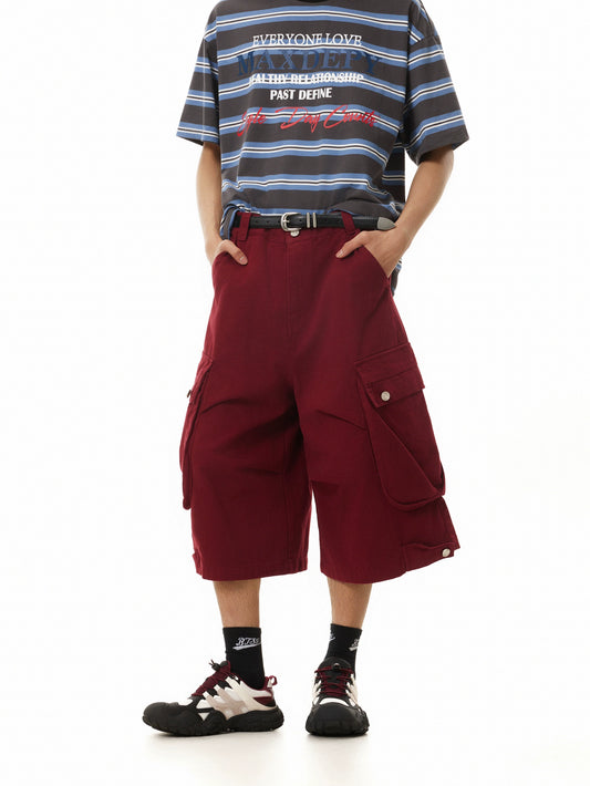 TJ10140 Baggy Multi Pockets Pleated Jorts