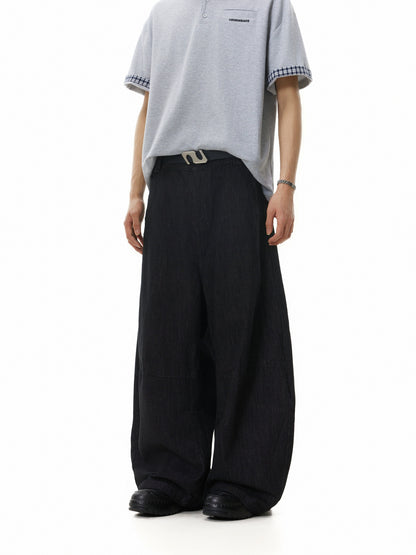 TJ10147 Baggy American Retro Pleated Jeans