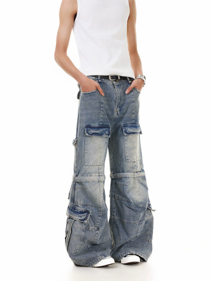 TJ10141 Cargo Detachable Deconstructed Bootcut Jeans