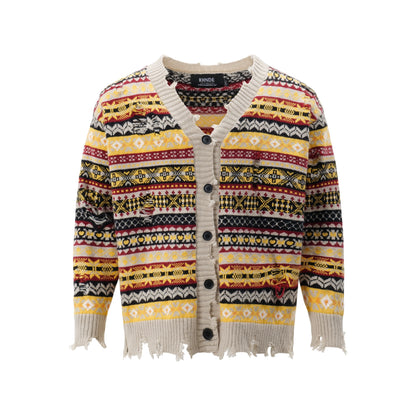 HS10042 Oversized Cardigan/ Retro Artisan Distressed