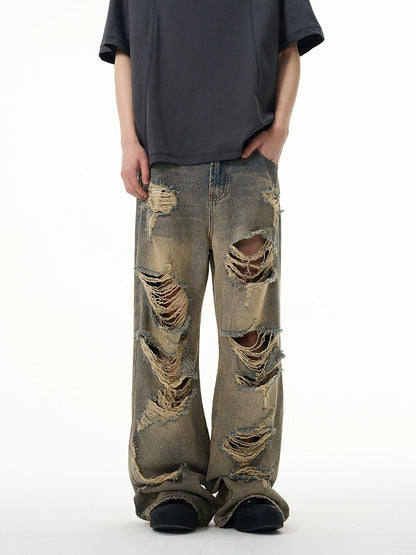 TJ10035 Baggy Jeans/ Retro Ripped Edge