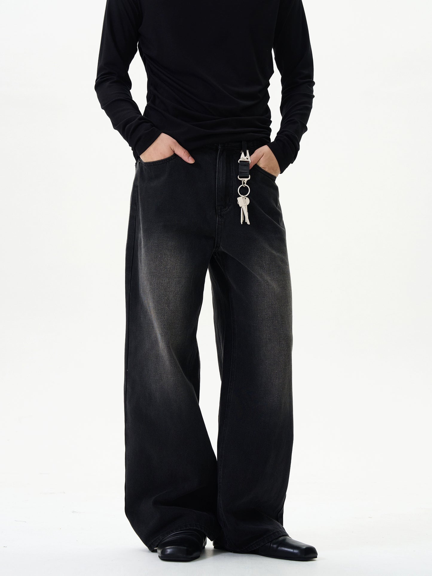 TJ10048 Baggy Jeans/ Classic Black Washed